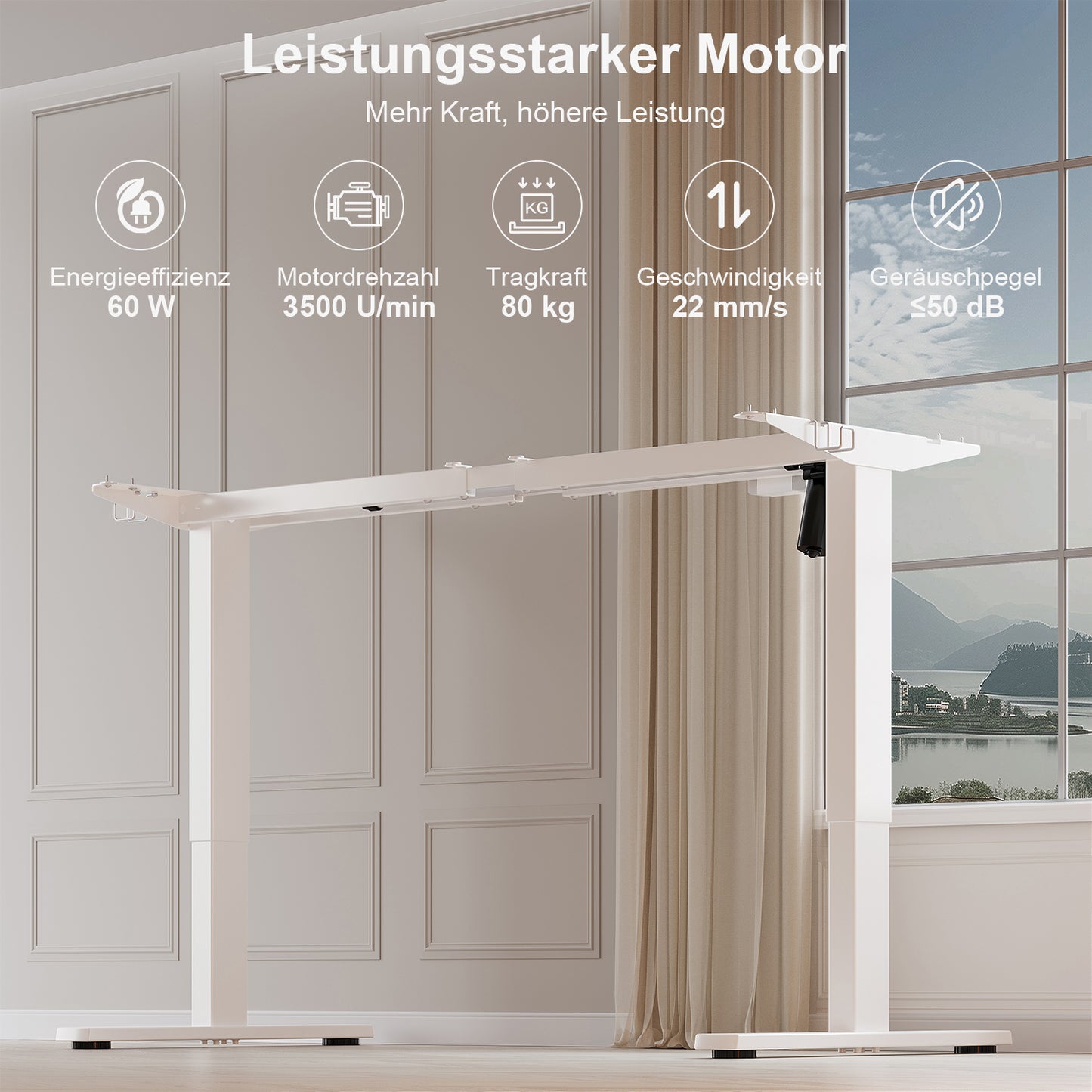 Zit Sta Bureau Frame – Bureau Onderstel – Bureau Poten – Verstelbaar Bureau – Sta Bureau – In Hoogte Verstelbaar 73-122 cm – Lengte Verstelbaar 80-140 cm – Met Stevige Beensteun – Robuust IJzeren Frame