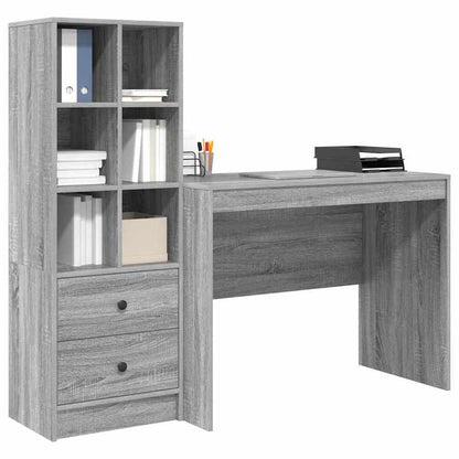 Bureau – Bureautafel – Computerbureau – Schrijftafel – Werktafel – Grijs – Eikenhout – 100 x 50 x 76 cm – Met Opberglades – Stevig En Stijlvol Design