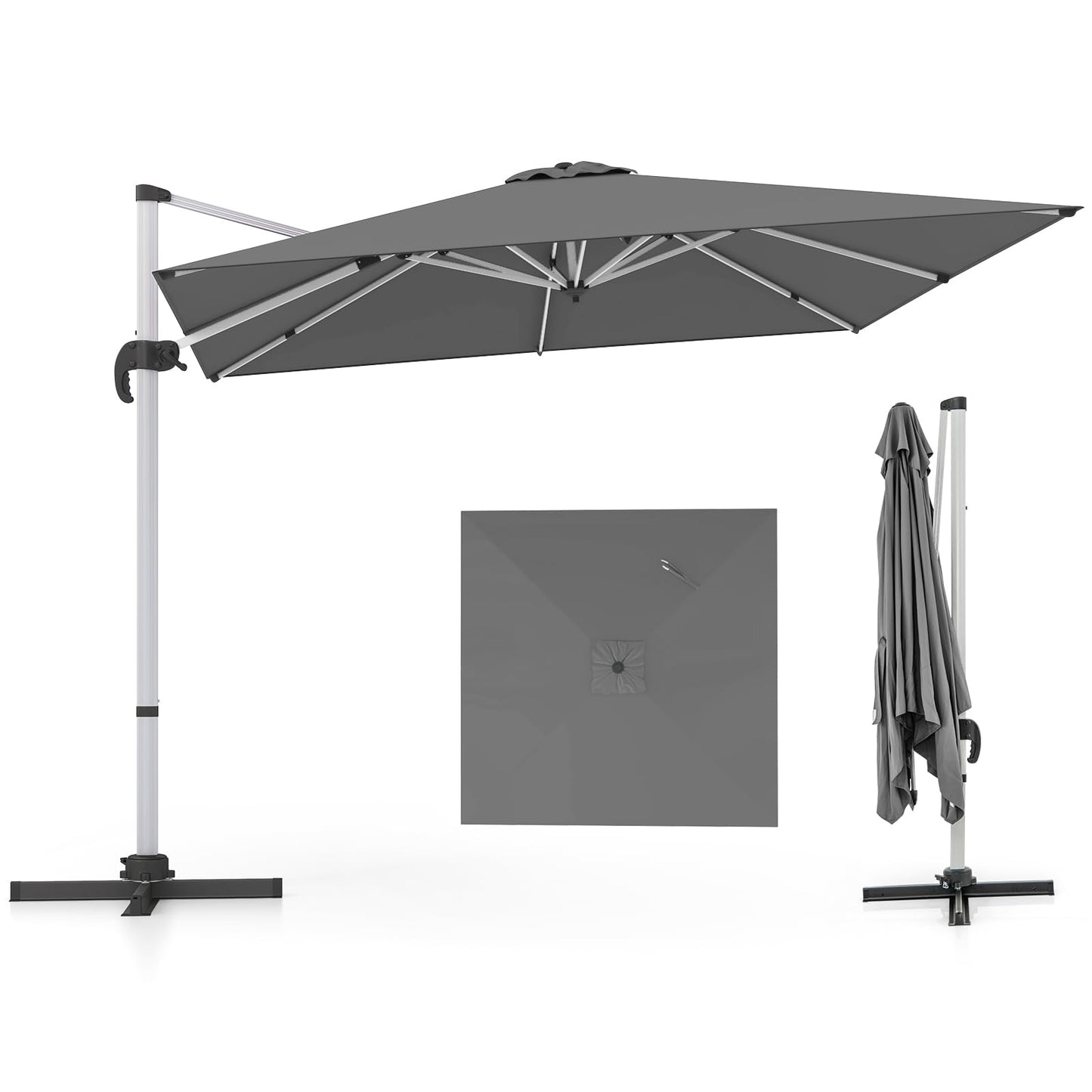 Zweefparasol – Hangparasol – Tuinparasol – Balkonscherm – Terrasparasol – Vierkant – 300x300 cm – Kantelbaar & 360° Draaibaar – Aluminium Frame & Waterafstotend Doek