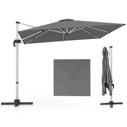 Zweefparasol – Hangparasol – Tuinparasol – Balkonscherm – Terrasparasol – Vierkant – 300x300 cm – Kantelbaar & 360° Draaibaar – Aluminium Frame & Waterafstotend Doek