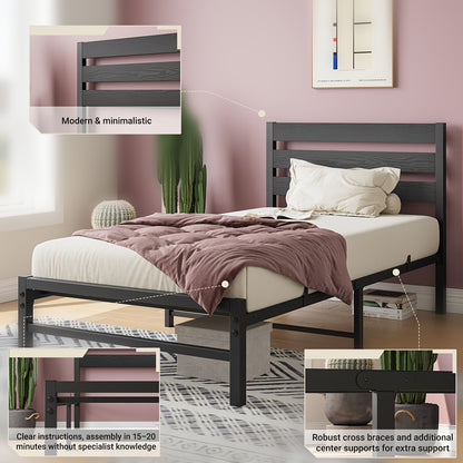 Metalen Bedframe – Bedframe Met Lattenbodem – Stalen Bed Frame – Slaapkamer Bed – Bed Met Hoofdbord – Modern Design – Stevige Ondersteuning 140x200 cm