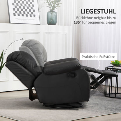 Relaxstoel – Verstelbare Fauteuil – Recliner – Draaistoel – Zitstoel – 360° Draaibaar – Stevig Stalen Frame Tot 150 Kg – Zwart Design 93x100x98 cm