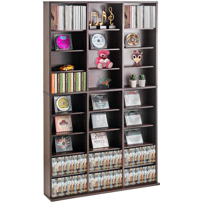 Media Opbergkast – DVD Rek – Cd Kast – Boekenkast – Media Rek – Verstelbare Planken – Stevige Metalen Constructie – 9 Lagen – Geschikt Voor 756 Cd’s – Espresso