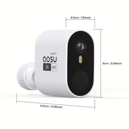 AOSU Solar Security Cameras Wireless Outdoor, 2K QHD Home Security System, Cameras Kit with 166° Ultra-Wide View, Forever Power, Spotlight Camera, 32G Local Storage, No Monthly Fee