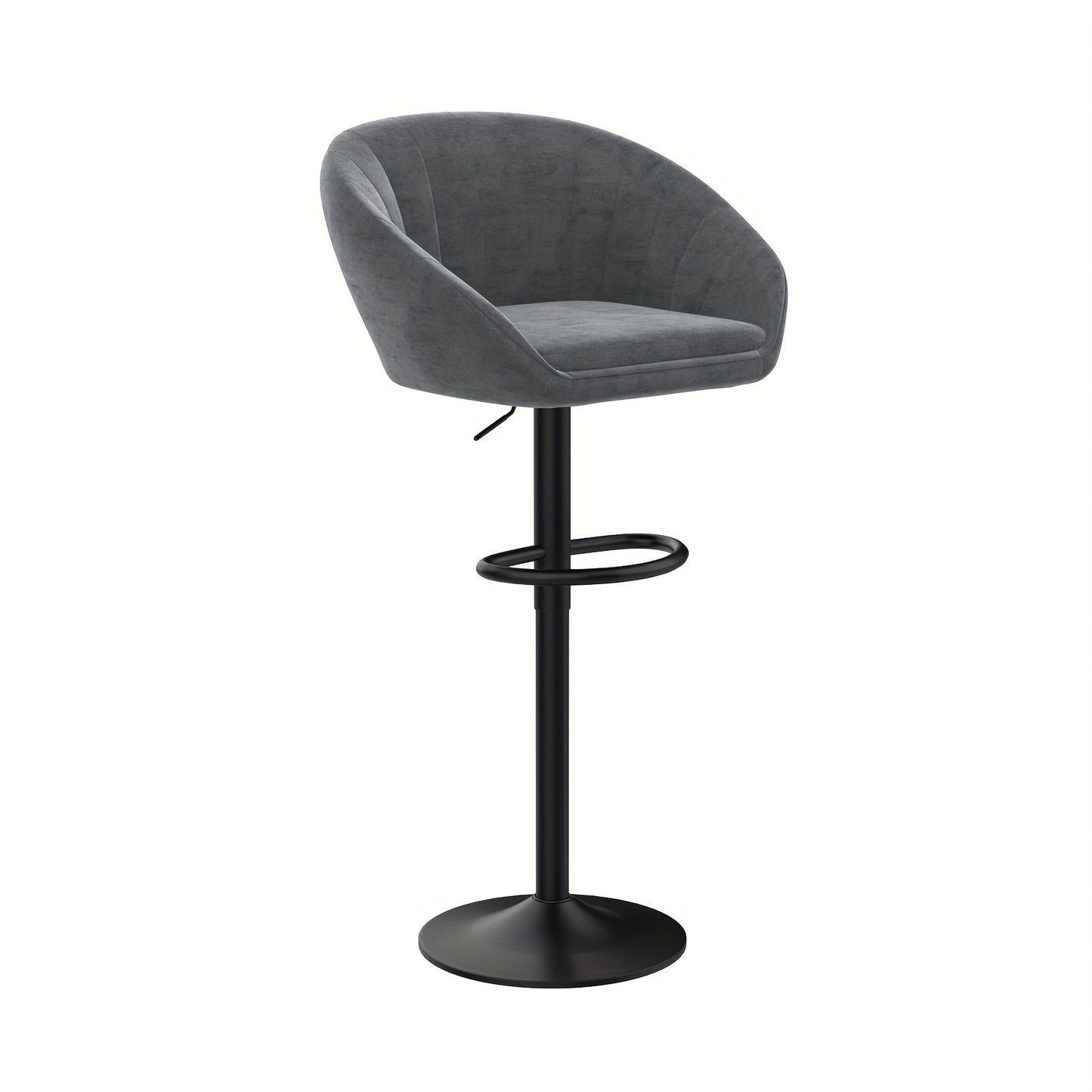 Draaifauteuil – Fauteuil – Stoel – Loungestoel – Barkruk – Verstelbare Zithoogte 60-82 cm – 360° Draaibaar Met Voetensteun – Grijze Stof