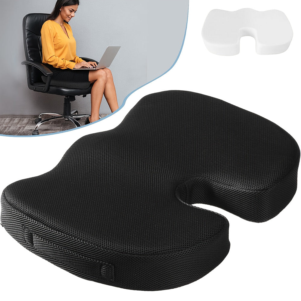 Ergonomisch Stoelkussen met U-vormige Rugondersteuning – Ademend Mesh en Gel Pad – Verlicht Druk op Onderrug, Heupen en Billen – Verstelbare Koord, Past op de Meeste Stoelen (45x35x7 cm)