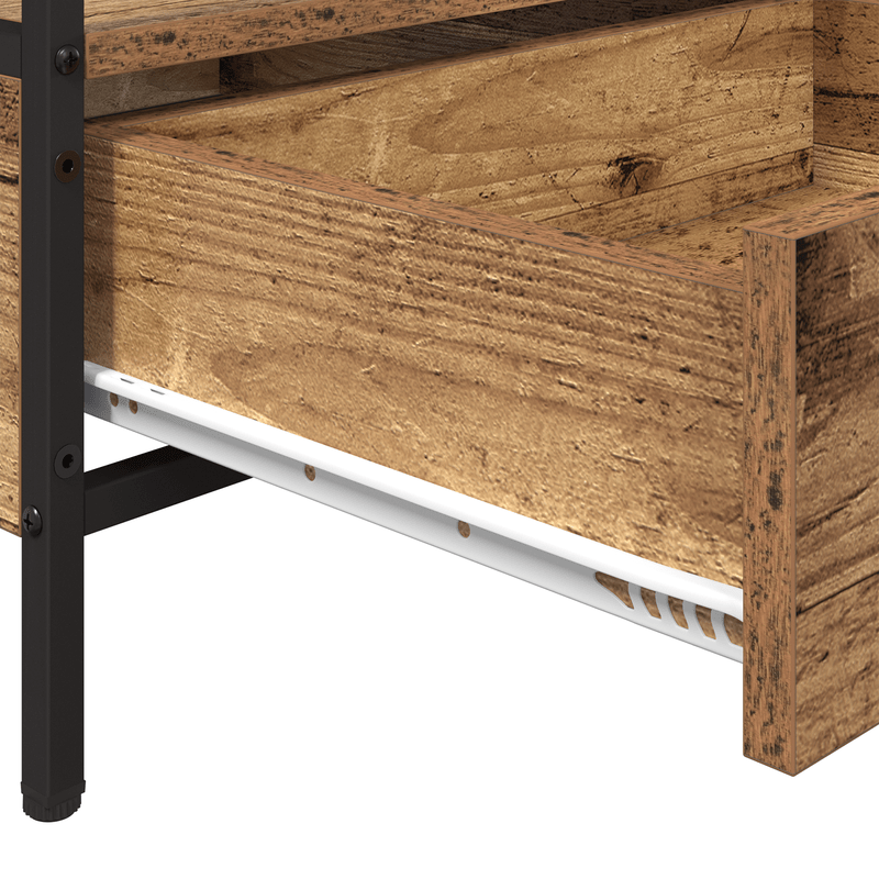 Salontafel – Bijzettafel – Woonkamertafel – Theetafel – Opbergtafel – Industrieel Design – Hardhout Old Wood – 100 x 51 x 45 cm – Lade en Extra Plank