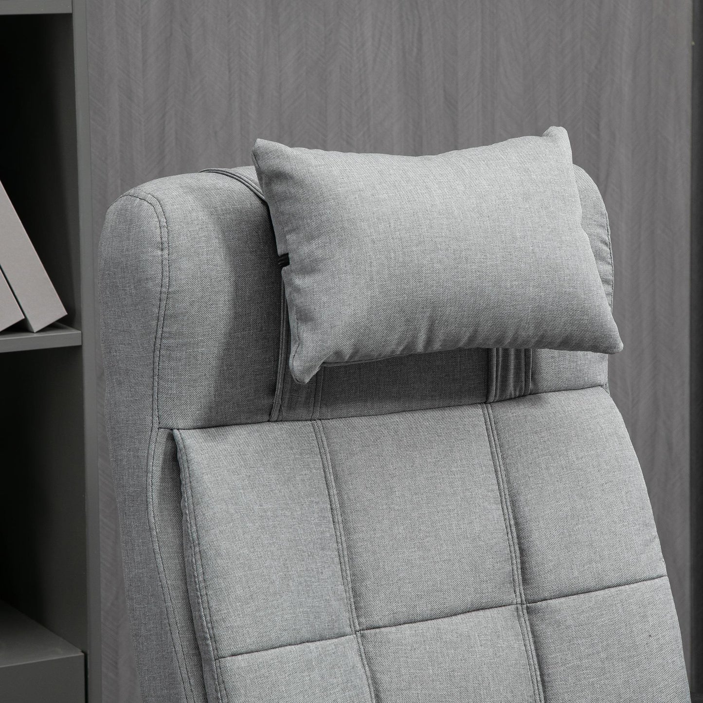 Bureaustoel – Kantoorstoel – Office Chair – Gamestoel – Bureau Stoel – Verstelbare zithoogte 47-55 cm – Pneumatisch kantelbare rugleuning 90-155° – Met hoofdsteun en armleuningen – Ademend linnen met stevig houten frame