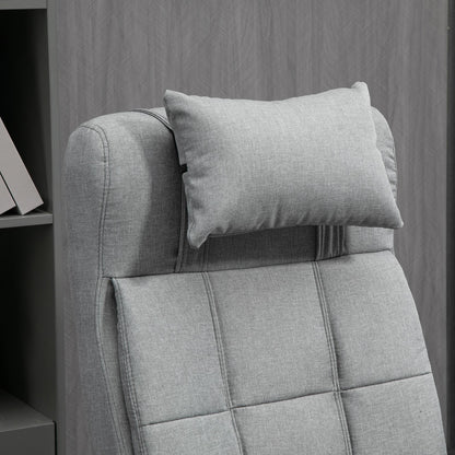 Bureaustoel – Kantoorstoel – Office Chair – Gamestoel – Bureau Stoel – Verstelbare zithoogte 47-55 cm – Pneumatisch kantelbare rugleuning 90-155° – Met hoofdsteun en armleuningen – Ademend linnen met stevig houten frame