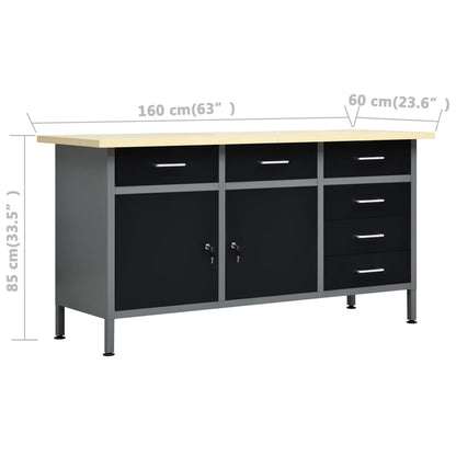 Werkbank – Werktafel – Klusbank – Werkplek – Werkstation – Bruin – 6 Laden Met Kogellagers – Draagkracht 500 Kg
