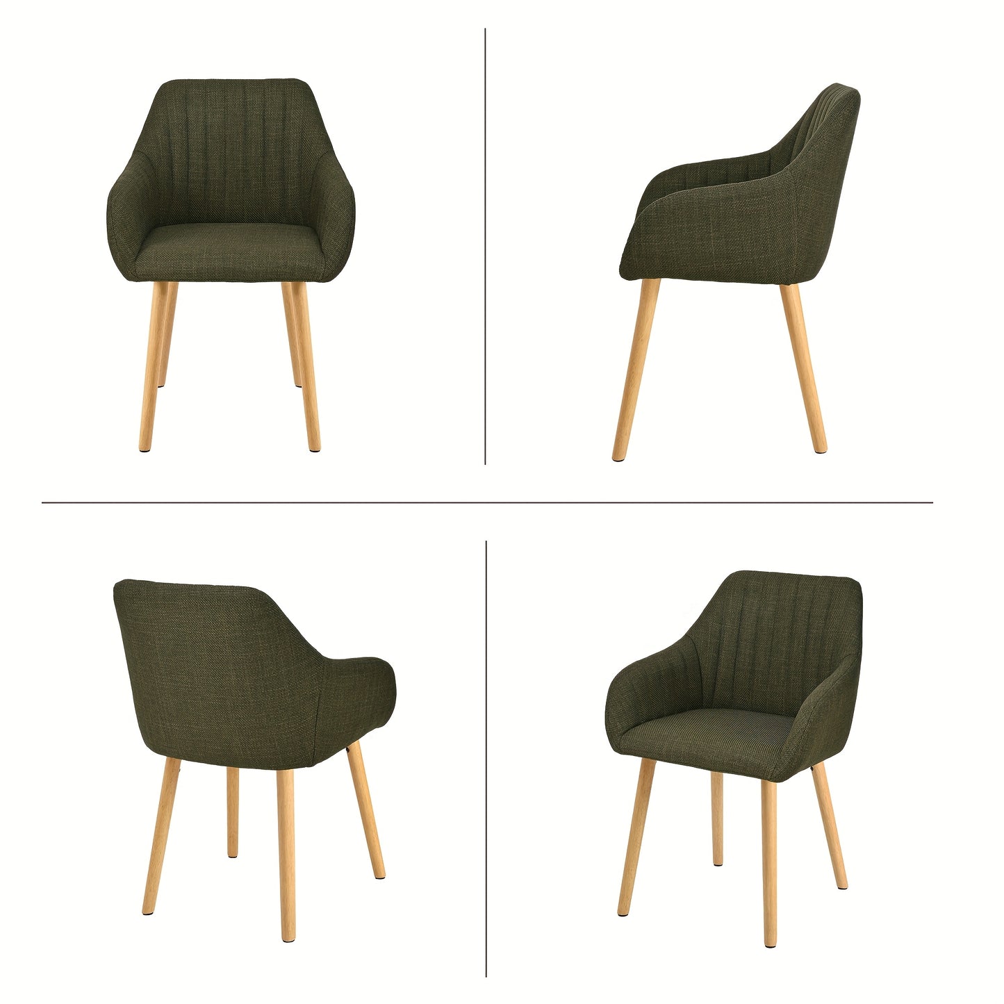 Set van 2/4/6 Minimalistische Eetkamerstoelen – Comfortabele Stoelen met Rugleuning, Armleuningen en Houten Poten – Beige, Voor Eetkamer en Hal