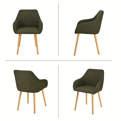 Set van 2/4/6 Minimalistische Eetkamerstoelen – Comfortabele Stoelen met Rugleuning, Armleuningen en Houten Poten – Grijs, Voor Eetkamer en Hal
