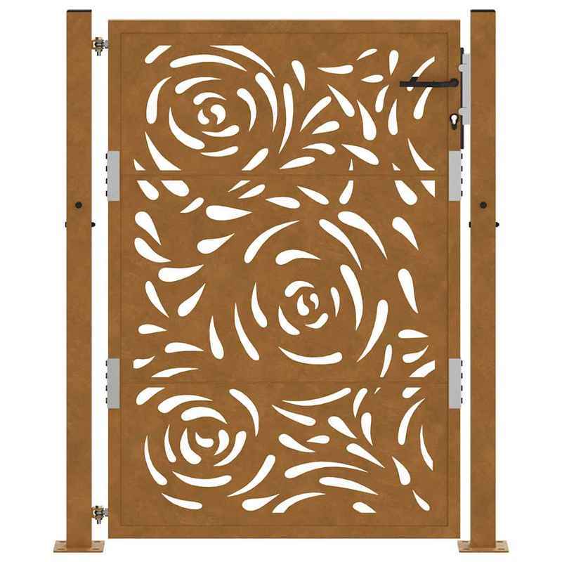 Metalen sierpoort – Tuinpoort – Sierhek – Terraspoort – Buitenpoort – Bruin – Weerbestendig staal – 105x130 cm