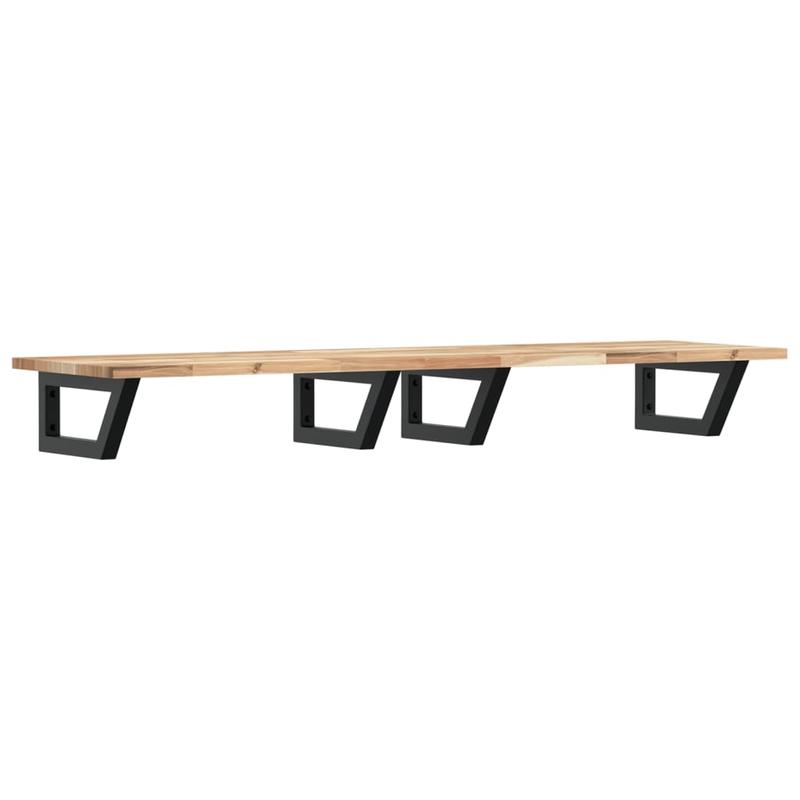 Waskamerspiegelrek – Wandplank – Badkamerplank – Opbergrek – Wandrek – Modern Design – Acaciahout & Stalen Frame – Ruimtebesparend & Eenvoudig Te Monteren