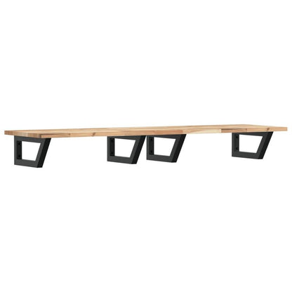 Waskamerspiegelrek – Wandplank – Badkamerplank – Opbergrek – Wandrek – Modern Design – Acaciahout & Stalen Frame – Ruimtebesparend & Eenvoudig Te Monteren