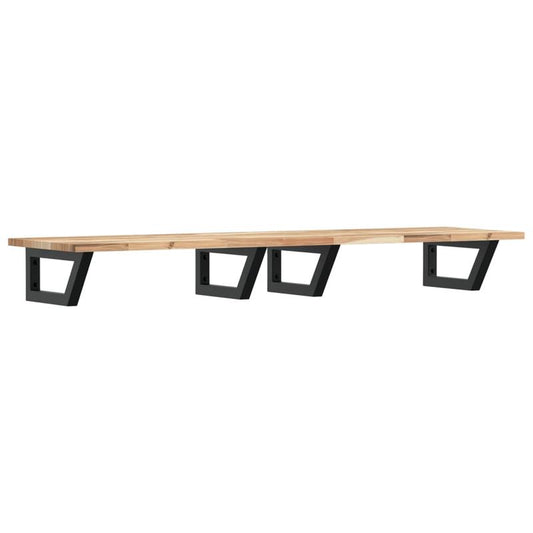 Waskamerspiegelrek – Wandplank – Badkamerplank – Opbergrek – Wandrek – Modern Design – Acaciahout & Stalen Frame – Ruimtebesparend & Eenvoudig Te Monteren