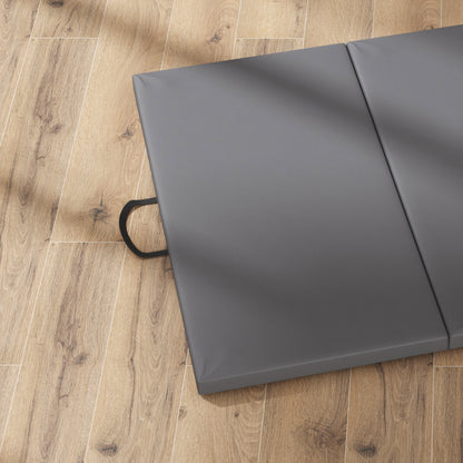 Gymmat – Fitnessmat – Sportmat – Yogamat – Oefenmat – 180x80x5 cm – Dikte 5 cm Hoogwaardig EPE Schuim – Opvouwbaar Met Handgreep – Grijs