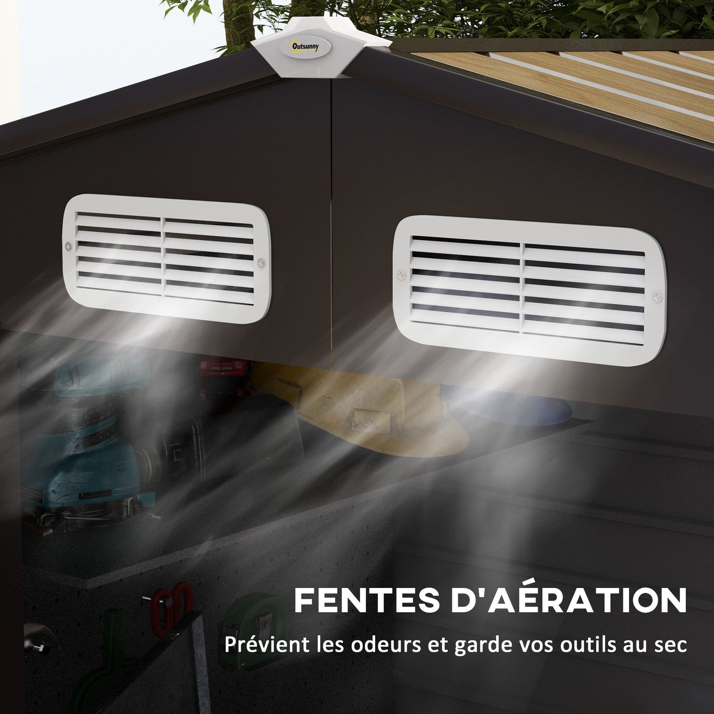 Tuinhuisje – Tuinberging – Tuinschuur – Berging – Tuinkast – Stalen Tuinhuisje Met Eiken Afwerking – Ventilatieopeningen – 2,27 m² Opbergruimte