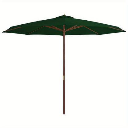 Parasol – Zonnescherm – Buitenparasol – Terrasparasol – Houtenkleurige Parasol – 350 Cm Diameter – Stevige Houten Paal – Groen