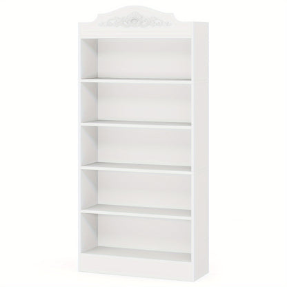 Boekenkast – Boekplank – Boekenrek – Opbergkast – Boekenschap – Slank en Ruim – 185 cm Hoog – 5 Stevige Planken – Houten Constructie – Wit