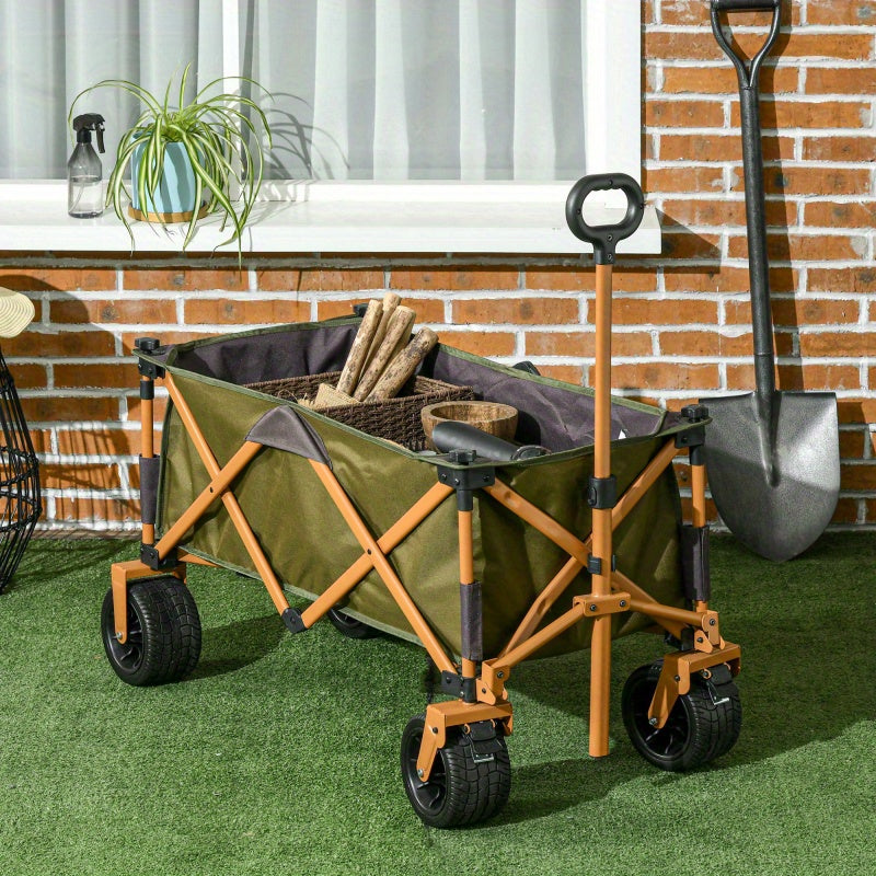 Bollerwagen – Bolderkar – Transportkar – Strandkar – Bolderwagen – Opvouwbaar – Draagvermogen 120 kg – Met Opvouwbaar Tafelblad – Groen - QUORE