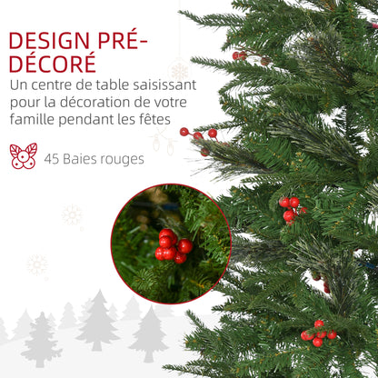 Kunstkerstboom – Nepkerstboom – Kerstboom Kunst – Decoratieve Kerstboom – Sfeervolle Boom – 210 cm Hoog – 746 Takken Met Hulst – Inklapbare Metalen Standaard