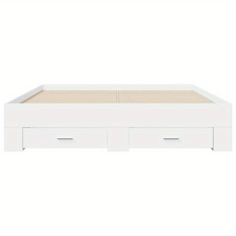 Bedkast – Bedframe – Bedombouw – Bedlade – Opbergbed – Wit – 160x200 cm – Massief Hout – Met Opbergladen