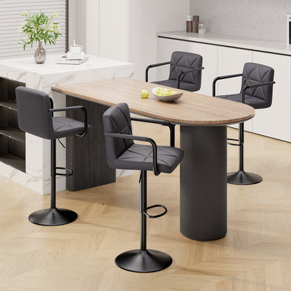 Barstoelen – Barkrukken – Krukken – Keukenstoelen – Barstoeltjes – Verstelbaar Hoogte – 360° Draaibaar – Set Van 4 – Comfortabele Gevulde Zitting – Slijtvaste Kunstleer Afwerking