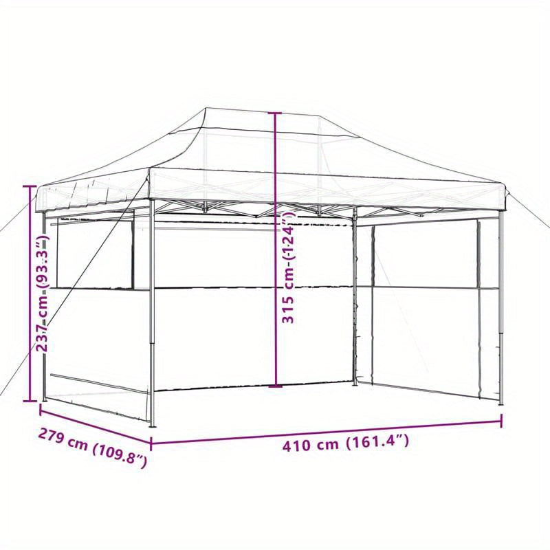 Partytent – Tent – Pavillon – Feesttent – Pop-up Tent – Oranje Kleur – Inklapbaar & Met 3 Zijwanden – Waterafstotend & Compact