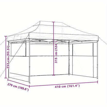 Partytent – Tent – Pavillon – Feesttent – Pop-up Tent – Oranje Kleur – Inklapbaar & Met 3 Zijwanden – Waterafstotend & Compact