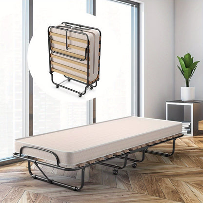 Opvouwbaar Bed – Logeerbed – Opklapbed – Vouwbed – Campingbed – Stevig Stalen Frame – Antislip Wieltjes – 80x191 cm – Compact Opklapbaar Ontwerp