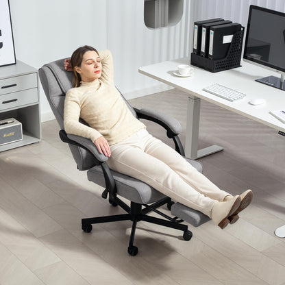 Ergonomic Office Chair with Massage Function, Reclining Boss Chair with Footrest, Gray