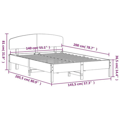 Contemporary Pine Wood Bed Frame 140x200cm - Solid Wood, Removable Headboard & Footboard, Easy Assembly, No Mattress Included, Minimalist Bedroom Furniture, Bedroom Furniture, Sleek Furniture, Natural Wood Finish