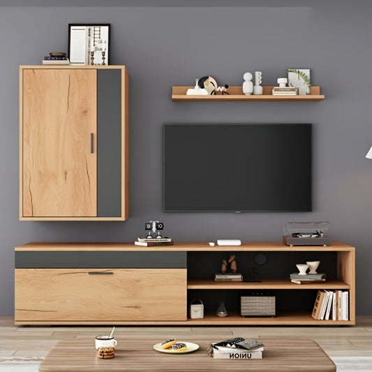 Tv-meubelset – Meubel Tv Met Rangement – Tv Meubel – Tv Kast – Tv Rek – Compact Formaat – Duurzame Constructie – Eenvoudig Te Monteren – Bruin