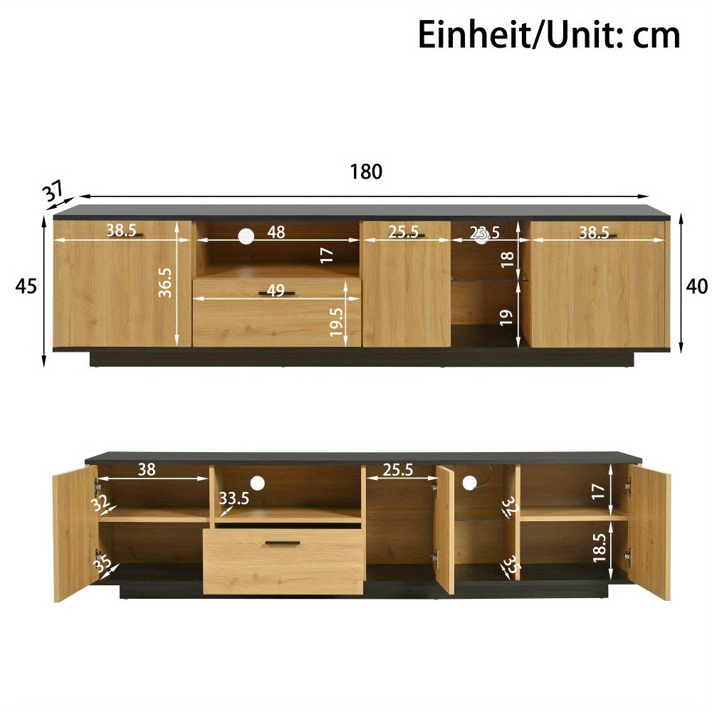 TV-meubel – Tv-kast – Mediameubel – Tv-dressoir – Tv-meubel naturel – 3 Deuren & 1 Lade – Stevige Constructie & Eenvoudige Montage