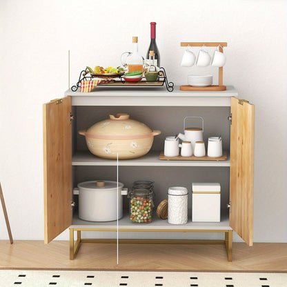 Dressoir – Opbergkast – Ladekast – Buffetkast – Kast – Modern Wit – MDF & Massief Hout – Stabiele Metalen Poten