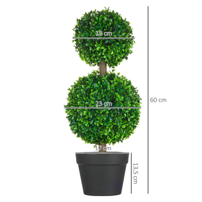 Kunststof Buxusbomen – Kunstbuxus – Nepbuxus – Sierstruik – Kunstplant – Groen – Onderhoudsvrij – Weerbestendig – 60 cm – Set van 2