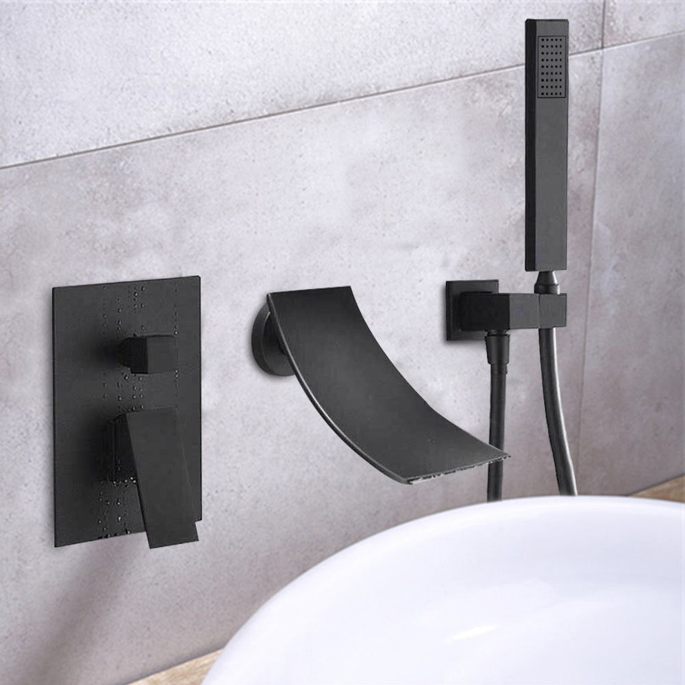 Bath Tap Bath Tap with Hand Shower Mixer Tap Bath with Shower Surface-Mounted Tap Bathtub Wall Mounted Tap Bath, Bathtub Faucet, Bathtub System, Shower Faucet, Bathroom Fixture, Contemporary Tap, Sleek Design, Durable Constru