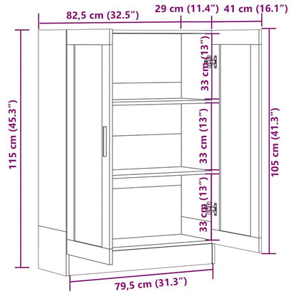 Modern Freestanding Display Cabinet with Doors & Shelves - Concrete Gray Wood Construction, 81.53cmH x 82.55cmW x 114.55cmD Storage Cabinet, 3.2 Cu Ft Capacity, Sturdy Floor Cabinet for Living Room, Home Office, Entryway - Ea