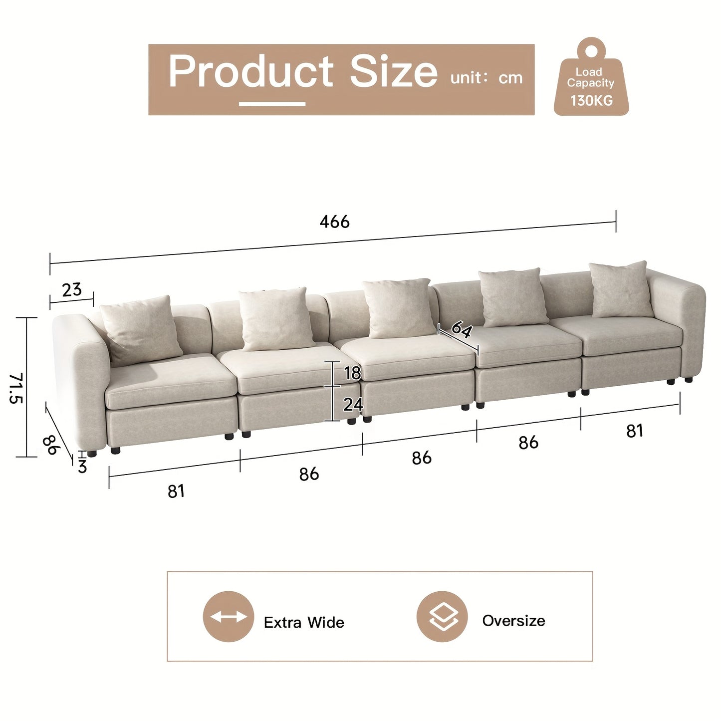 Modulaire Bank – Hoekbank – 3-Zitsbank – Sofa – Slaapbank – Oversized Comfort – Eenvoudige Montage – Neutrale Beige Kleur
