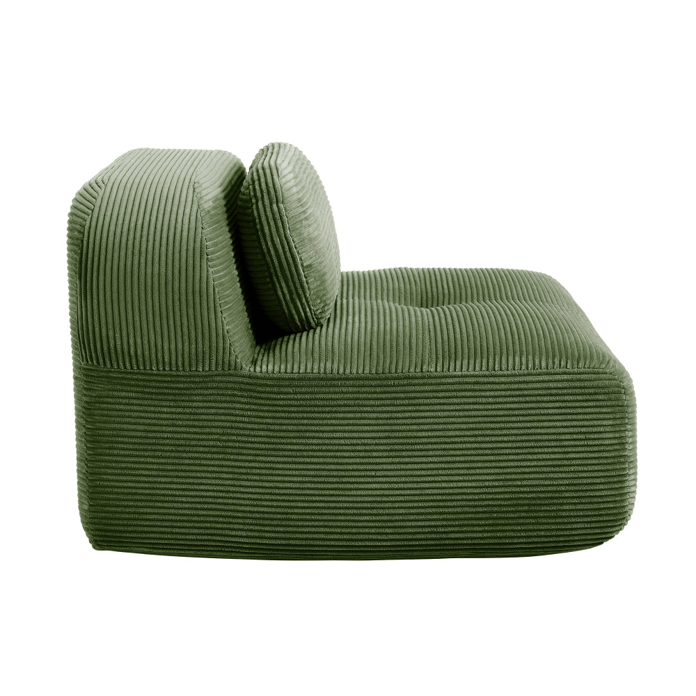 Modulaire Bank – Hoekbank – Woonbank – Loungebank – Zithoek – Zonder Armleuningen – Corduroy Stof Groen – Geen Montage Nodig – Comfortabele Volle Kussens – Stevige Non-Slip Onderkant