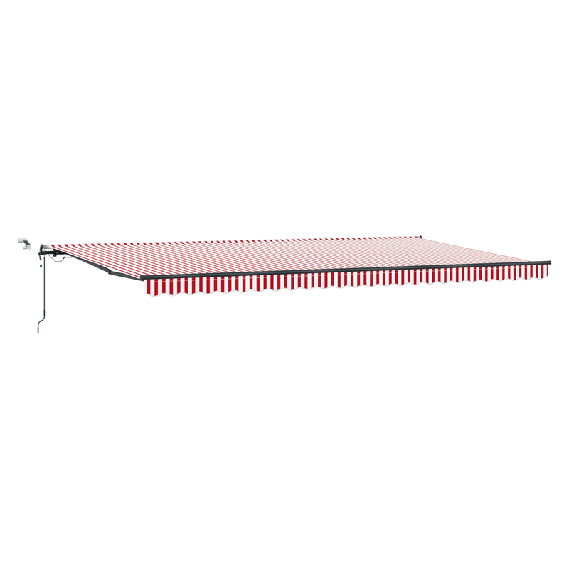 Zonnescherm – Zonwering – Terrasluifel – Balkonzonwering – Buitenluifel – Automatisch Oprolbaar – Rood-Wit Gestreept Polyester 600x300 cm
