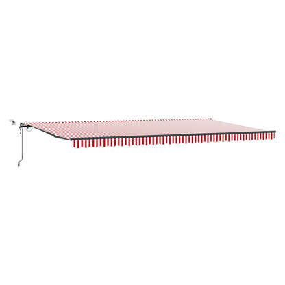 Zonnescherm – Zonwering – Terrasluifel – Balkonzonwering – Buitenluifel – Automatisch Oprolbaar – Rood-Wit Gestreept Polyester 600x300 cm