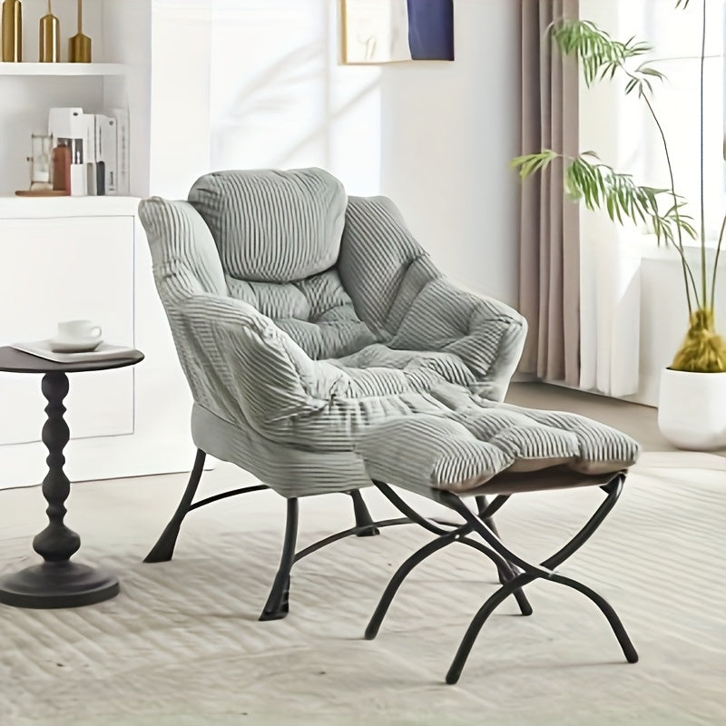 Modern Lazy Susan Ottoman Chair with Footrest & Armrests - Space-Saving Accent Chair with Side Pockets, Soft Cushioned Seat & Backrest, Easy Assembly for  Spaces, Living Room, Bedroom, Corner - Black & Neutral Tones, Durable