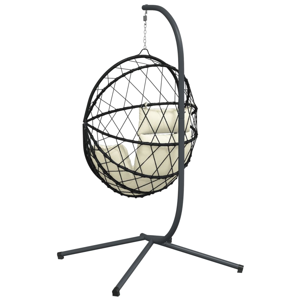Hangstoel – Schommelstoel – Hangstoel Rattan – Hangstoel Binnen – Hangstoel Buiten – Beige – Rattan Mand Met Rope – Stalen Roestvrij Frame