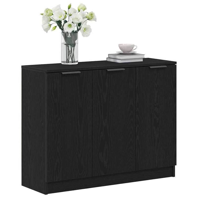 Dressoir – Opbergkast – Ladekast – Commode – Buffetkast – Zwarte Eikenlook – Compact 90,5x30x70 cm – Stevige Houtmix