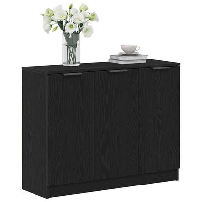 Dressoir – Opbergkast – Ladekast – Commode – Buffetkast – Zwarte Eikenlook – Compact 90,5x30x70 cm – Stevige Houtmix