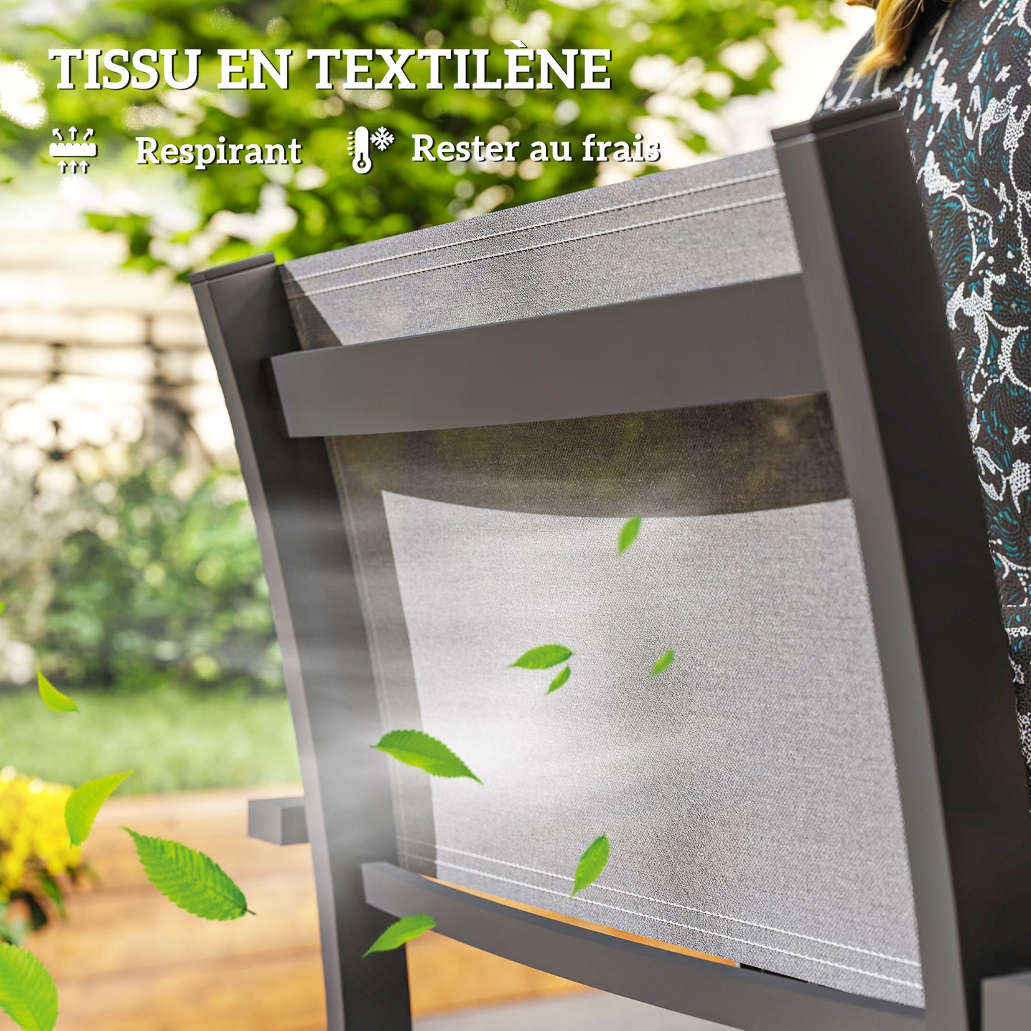 Tuinstoelen – Tuinmeubilair – Balkonstoelen – Terrasstoelen – Buitenstoelen – Aluminium Frame – Houten Look Armleuningen