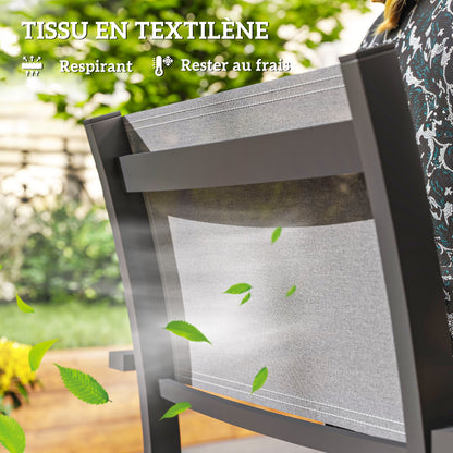 Tuinstoelen – Tuinmeubilair – Balkonstoelen – Terrasstoelen – Buitenstoelen – Aluminium Frame – Houten Look Armleuningen