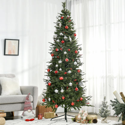 Kunstkerstboom – Nepkerstboom – Kerstboom Kunst – Decoratieve Kerstboom – Sfeervolle Boom – 210 cm Hoog – 746 Takken Met Hulst – Inklapbare Metalen Standaard